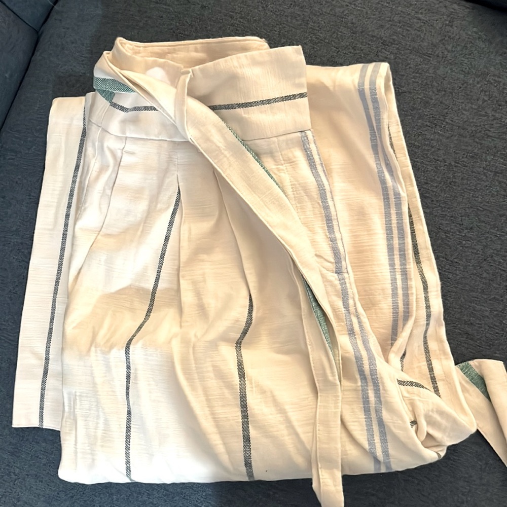 Ann Taylor wide leg  striped summer linen pants